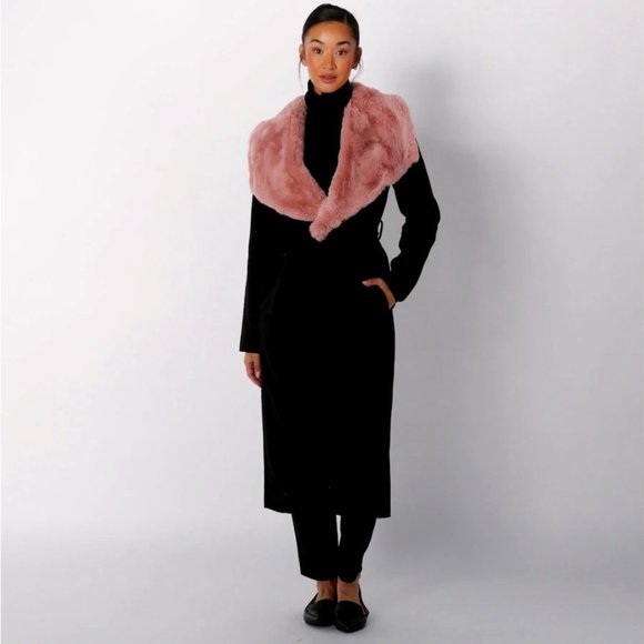 New w/Tags Hilary MacMillan Faux Fur Collar Wrap Coat - Size Large - Picture 1 of 2
